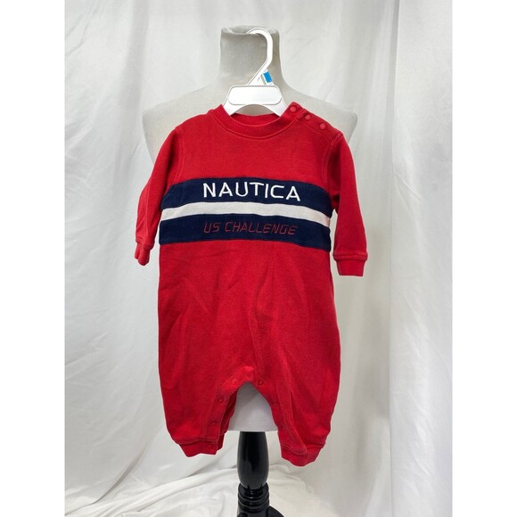 Nautica Bodysuit Boy's Red and Blue Heavy Weight Knit Infant Size 24 Month's - Picture 2 of 4